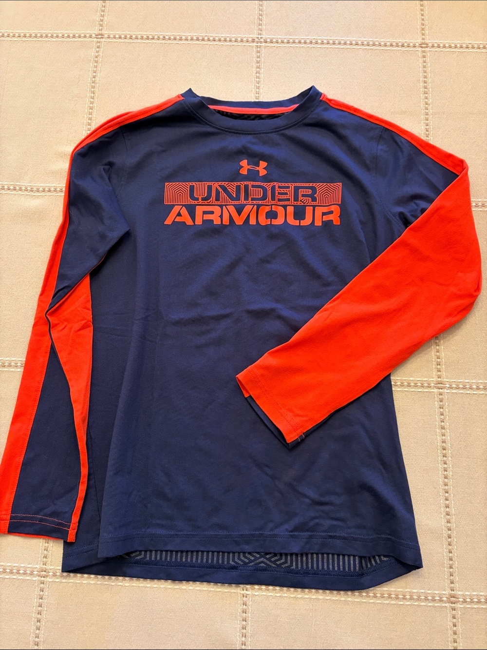 Under Armour Navy and Red Long Sleeve Athletic Top